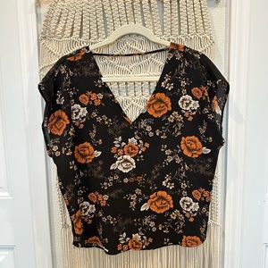 Black floral blouse